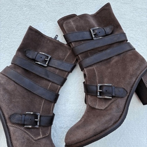 Cordani Shoes - Cordani Brown Suede Distressed Tall buckle Italian Leather Boots size 40 (10)